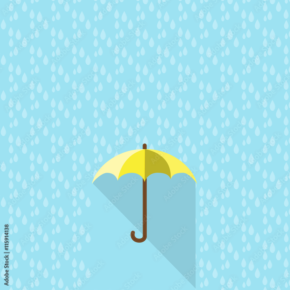 Vector umbrella and rain drops in background Vector umbrella and rain drops in background