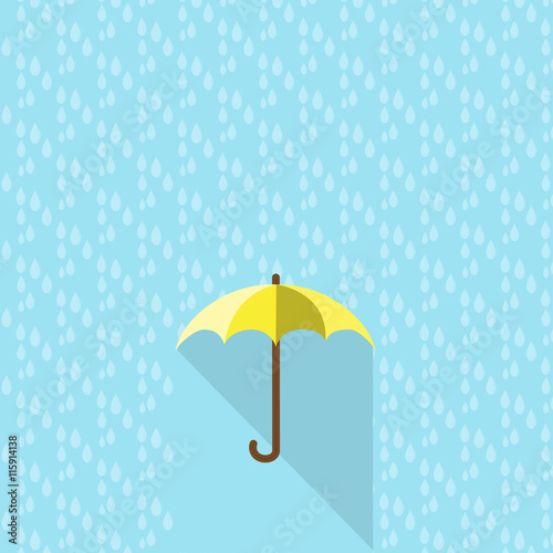 Vector umbrella and rain drops in background