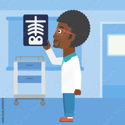 Doctor examining radiograph.