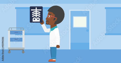 Doctor examining radiograph.
