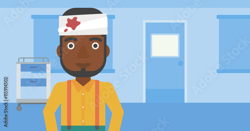 Man with injured head.