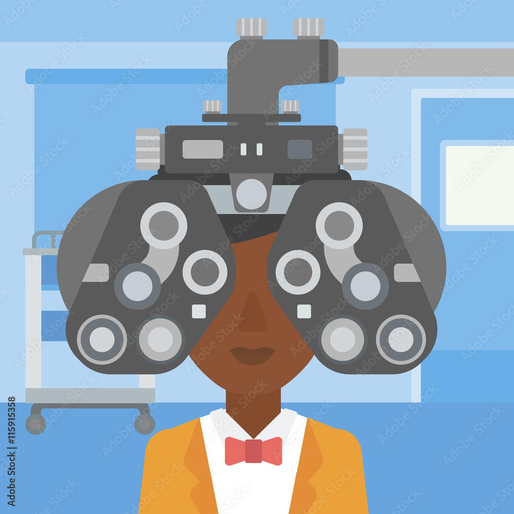 Patient during eye examination. Patient during eye examination.