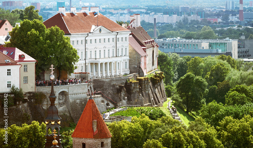 Old Tallinn. Estonia. View to toompea buildings from Oleviste church in summer photo