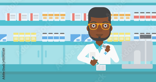 Pharmacist writing prescription.