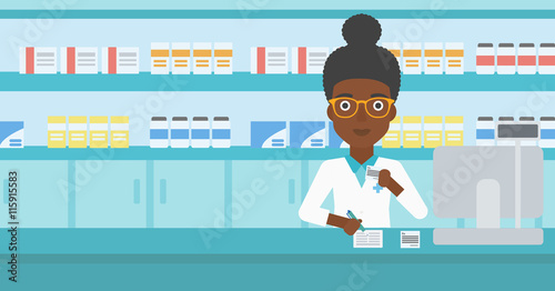 Pharmacist writing prescription.