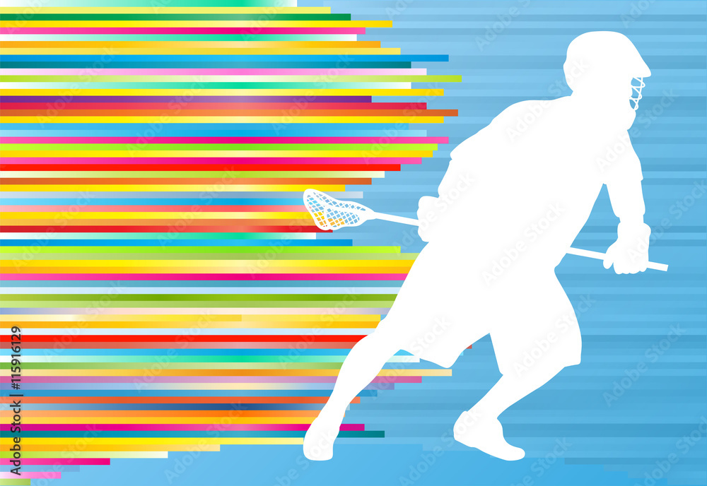 Lacrosse player action vector background