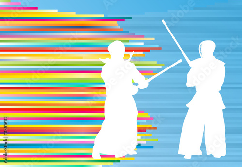 Kendo fighter vector background abstract illustration