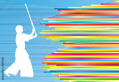 Kendo fighter vector background abstract illustration