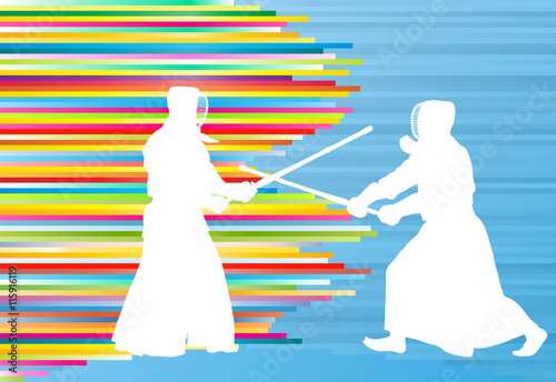 Kendo fighter vector background abstract illustration