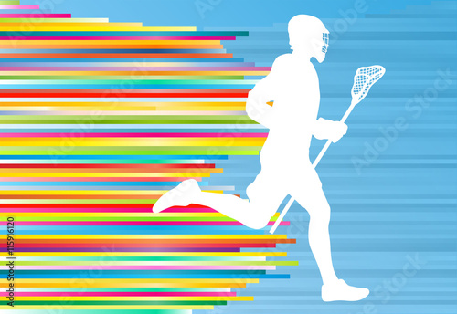 Lacrosse player action vector background