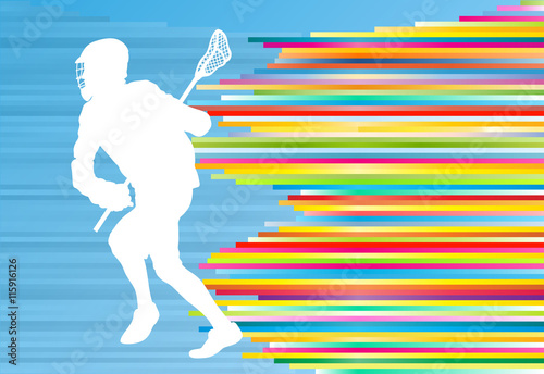Lacrosse player action vector background