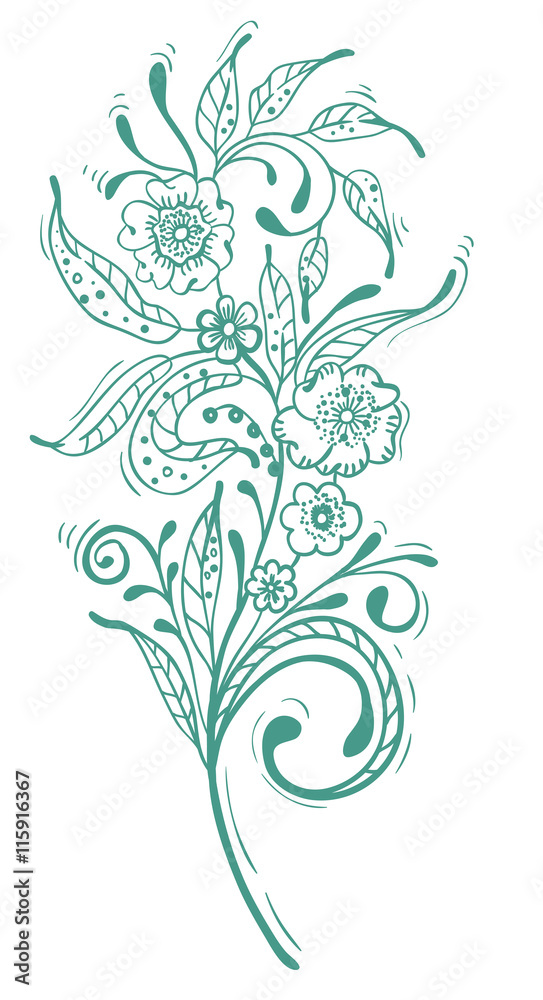 Obraz premium Stylish floral doodle background