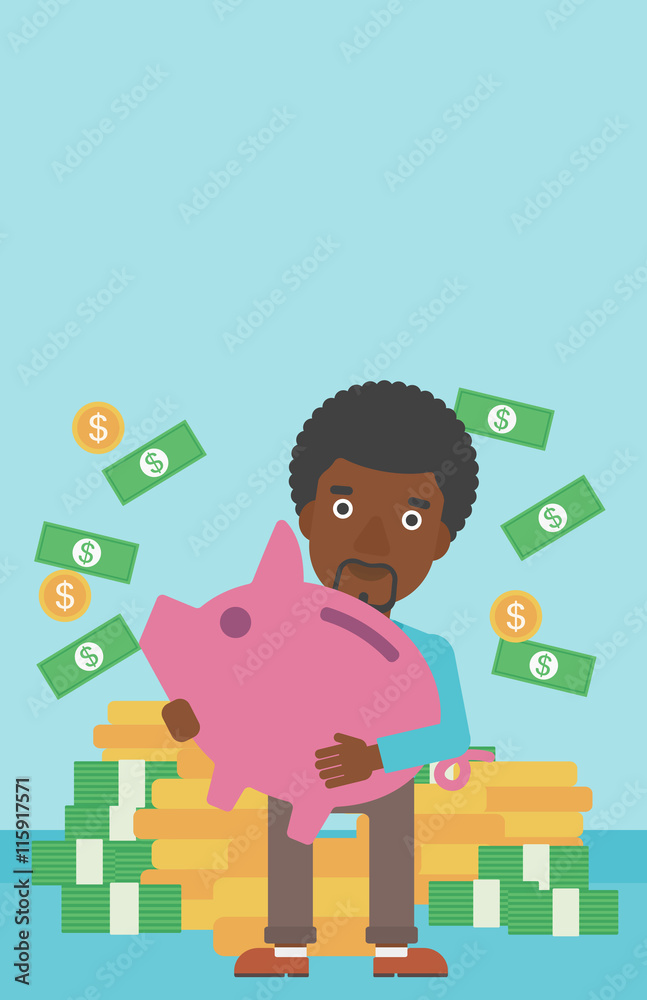 Businessman with piggy bank vector illustration. Businessman with piggy bank vector illustration.