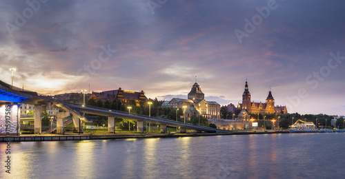 panorama of Old Town in Szczecin  Stettin  City    