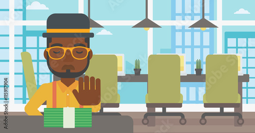 Man refusing bribe vector illustration.