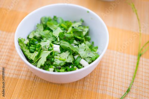 chopped green onions and coriander