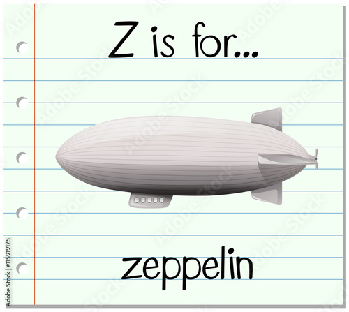 Flashcard letter Z is for zeppelin