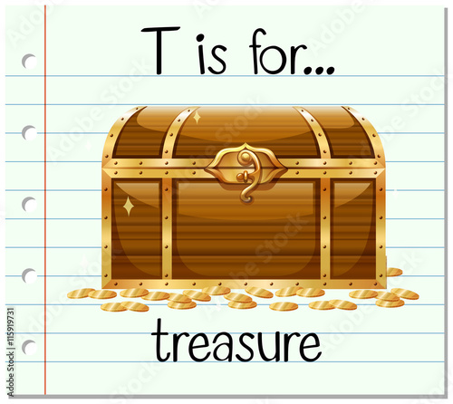 Flashcard letter T is for treasure
