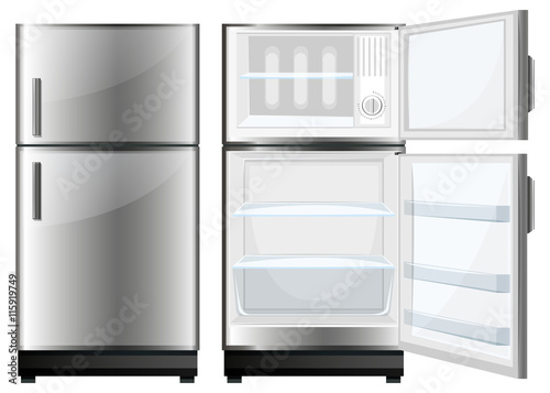 Refridgerator with closed and opened door