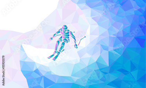 Giant Slalom Ski Racer silhouette. Vector illustration