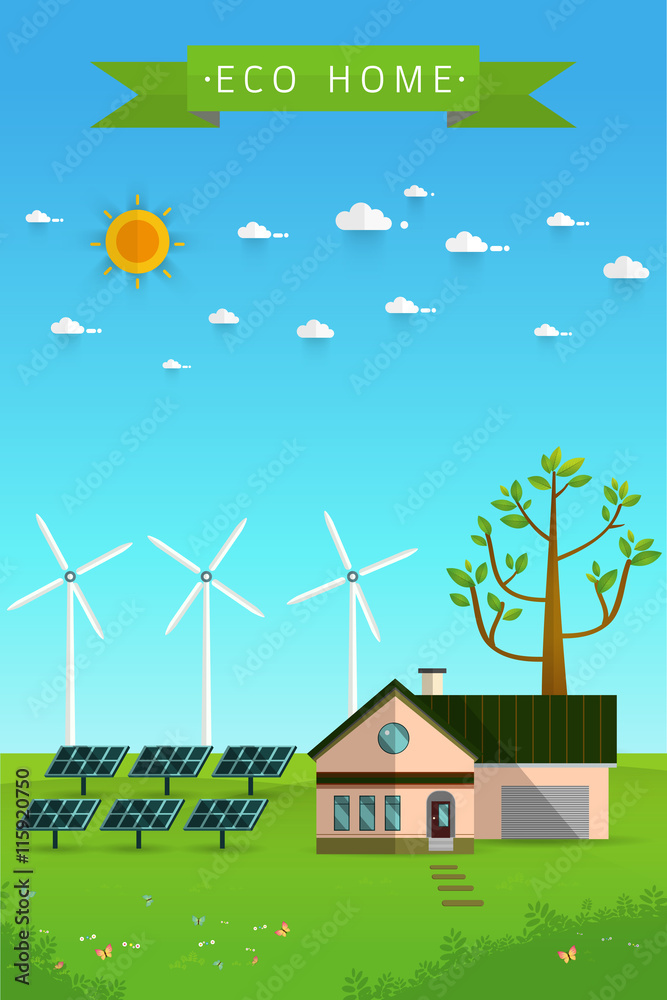 Poster and banner of eco friendly house