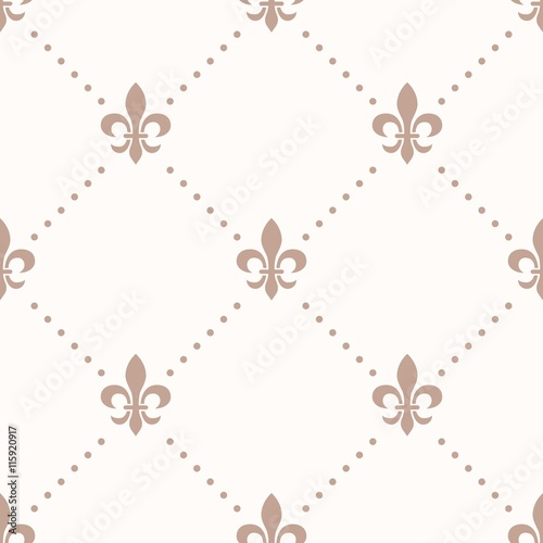 fleur de lis sign and dot, seamless pattern