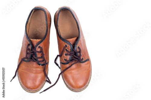 Leather shoes isolated on white background.
