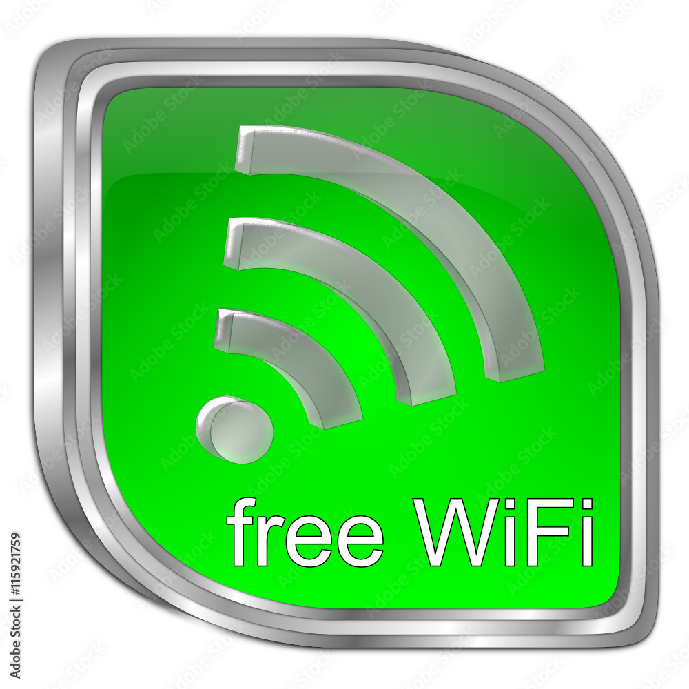 free wireless WiFi button - 3D illustration free wireless WiFi button - 3D illustration