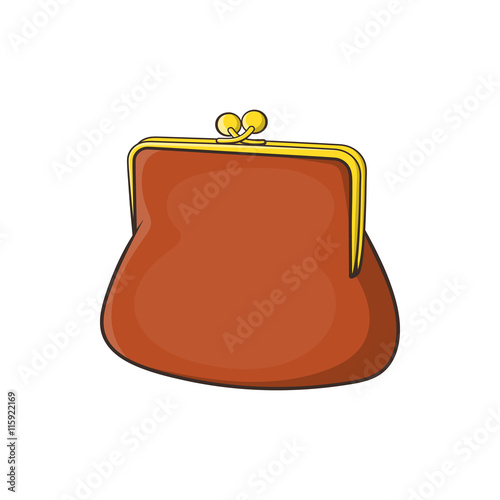Brown retro purse icon in cartoon style on a white background