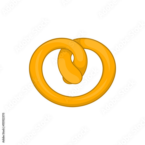 Pretzel icon in cartoon style on a white background
