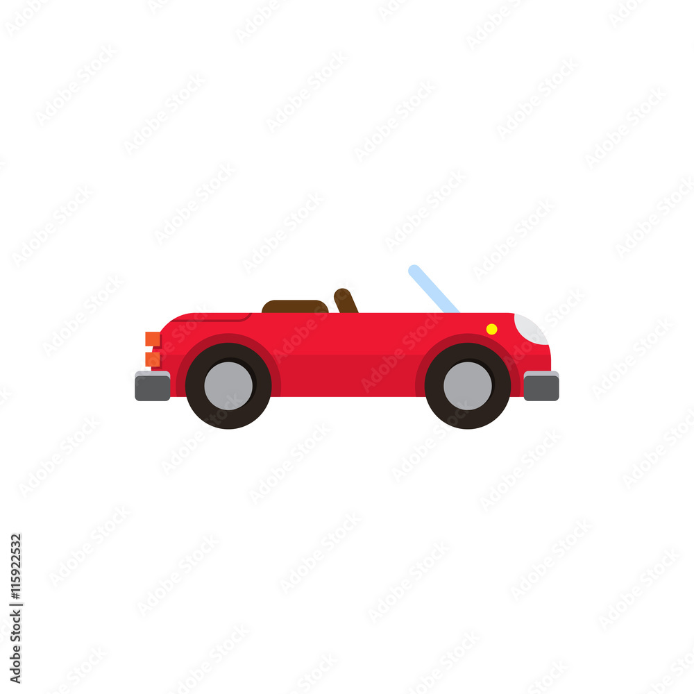 Vector illustration red sports convertible flat style on white background isolated