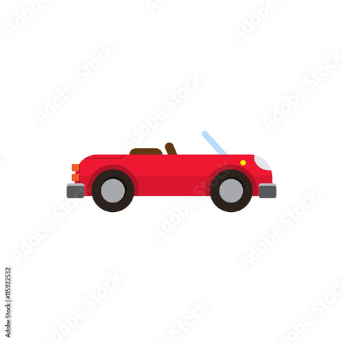 Vector illustration red sports convertible flat style on white background isolated