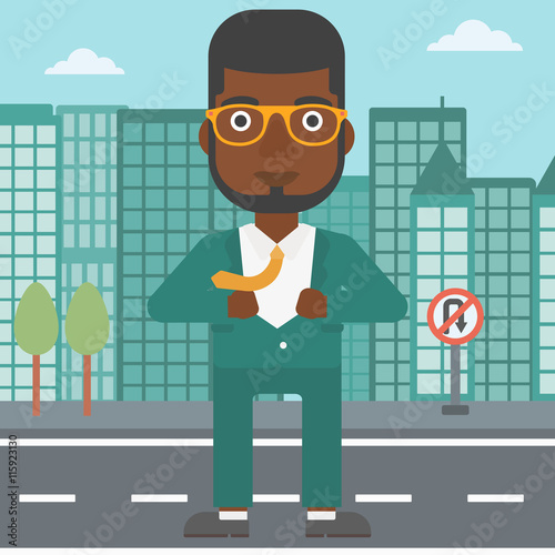 Business man opening his jacket like superhero.