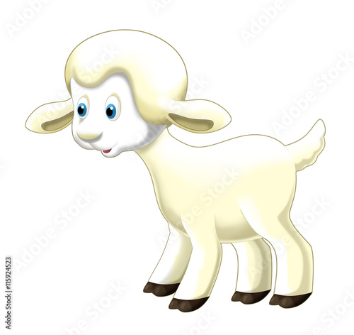 Cartoon funny sheep standing and watching - isolated - illustration for children © honeyflavour
