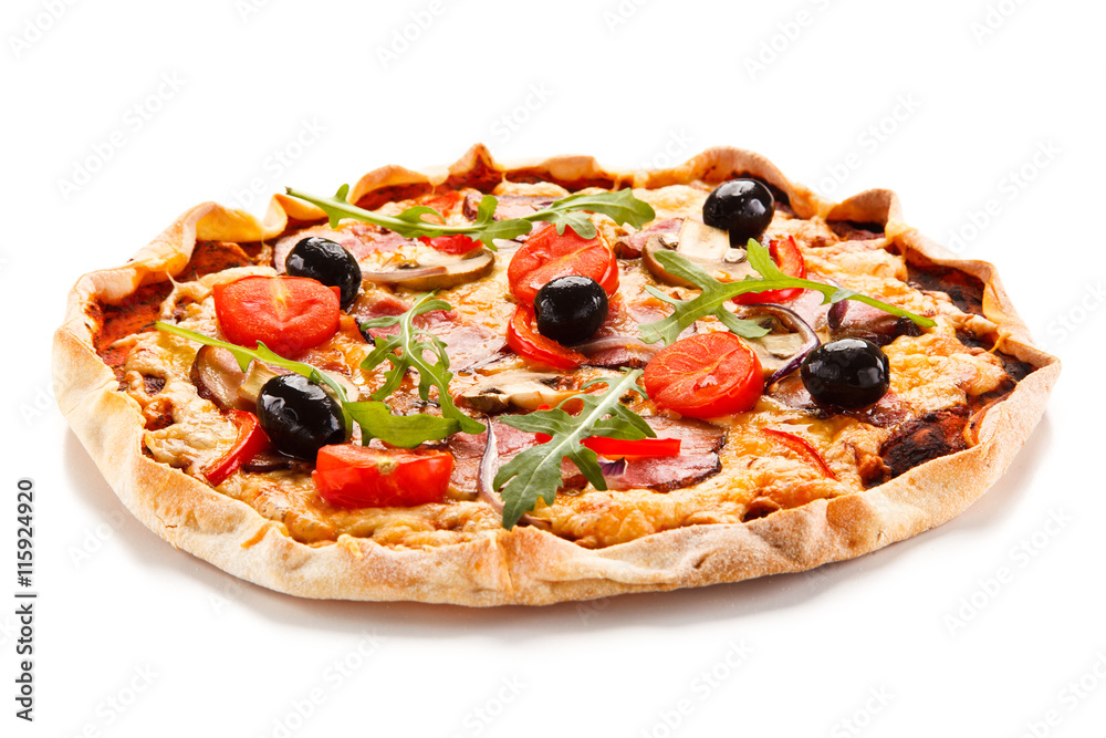 Pizza on white background