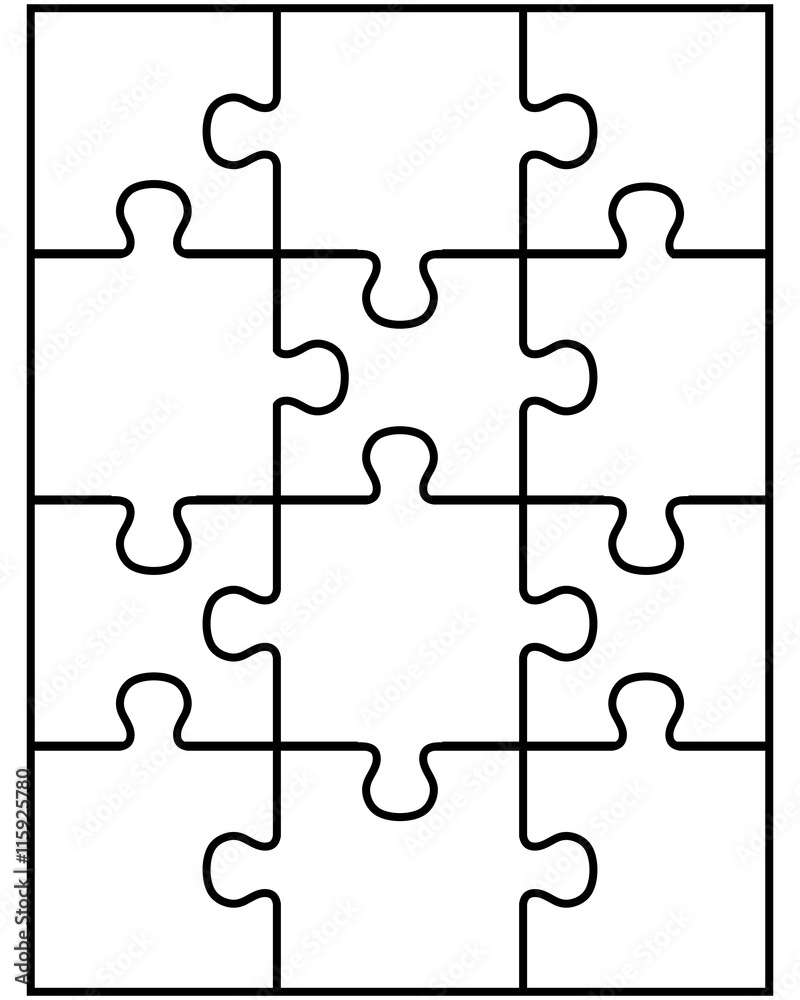 Vector illustration of white puzzle, separate parts
