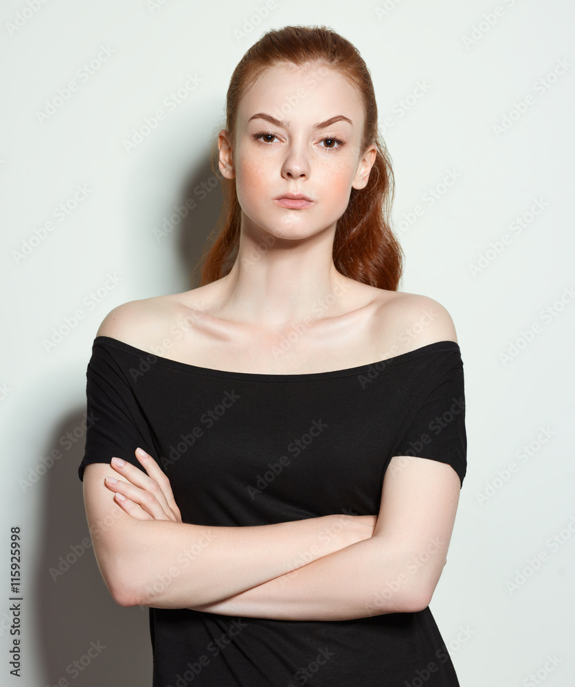 Fototapeta premium Emotional beauty portraits red-haired girl.