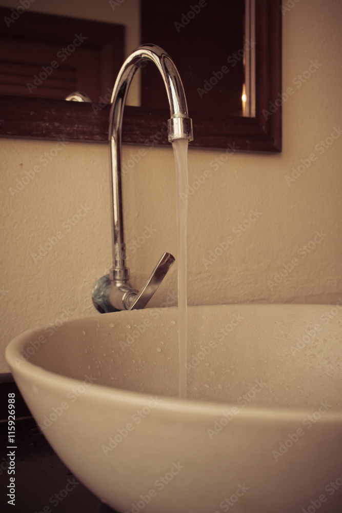 Water tap in the bathroom