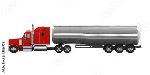 Red Fuel Tanker Truck