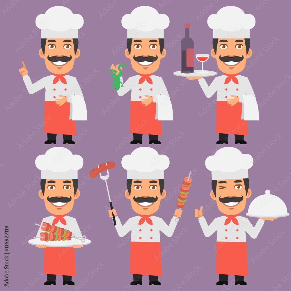 Chef Holding Tray Skewers Frog and Wine Chef Holding Tray Skewers Frog and Wine