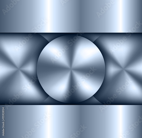 Background metallic, circular metallic vector plate, metal texture.