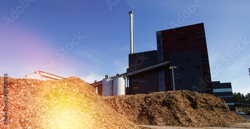 bio power plant with storage of wooden fuel