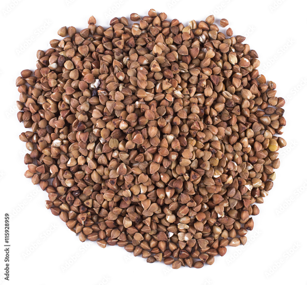 Buckwheat seeds closeup isolated on white background Buckwheat seeds closeup isolated on white background