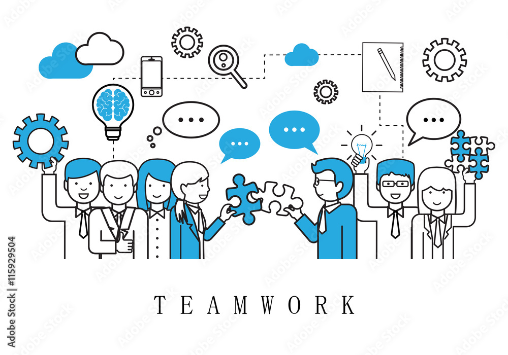 Teamwork, People Team - On White Background - Vector Illustration, Graphic Design. For Web,Websites,Magazine Page,Print Materials Teamwork, People Team - On White Background - Vector Illustration, Graphic Design. For Web,Websites,Magazine Page,Print Materials