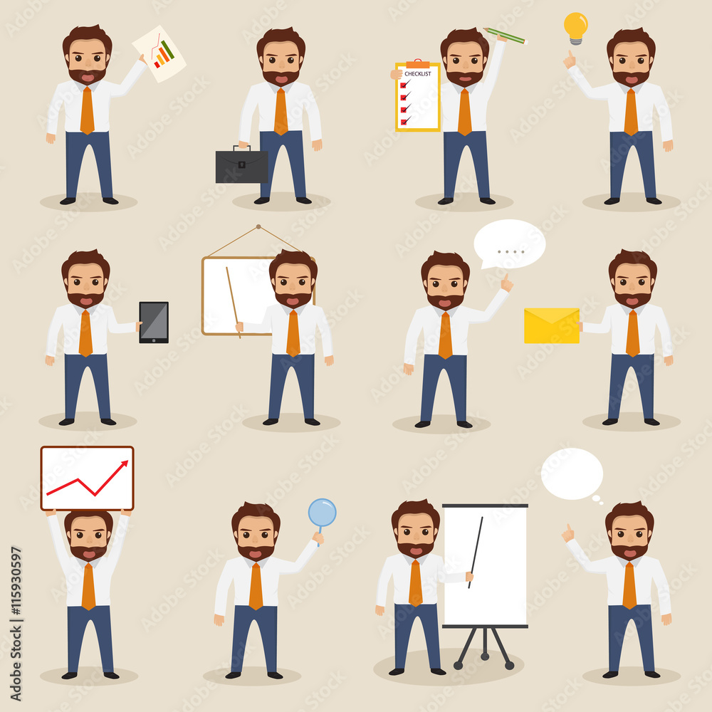set of business people character with hipster style set of business people character with hipster style