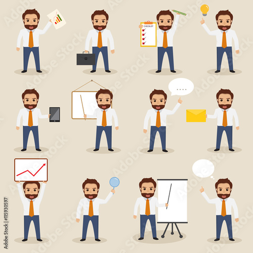 set of business people character with hipster style