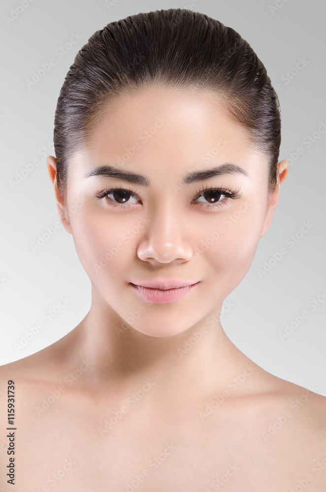 Beautiful Asian Woman Portrait. Long dark hair. Natural. Beauty.