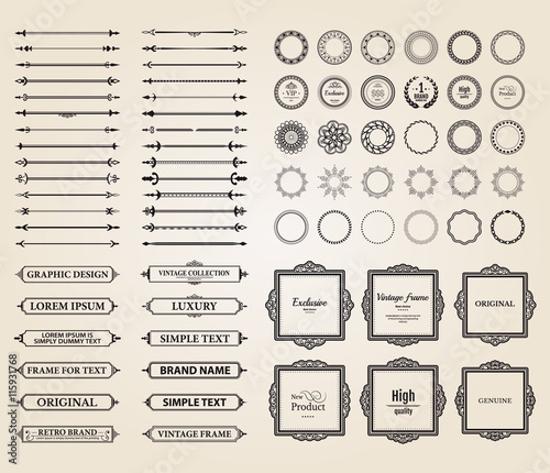 Wicker lines and old decor elements in vector.