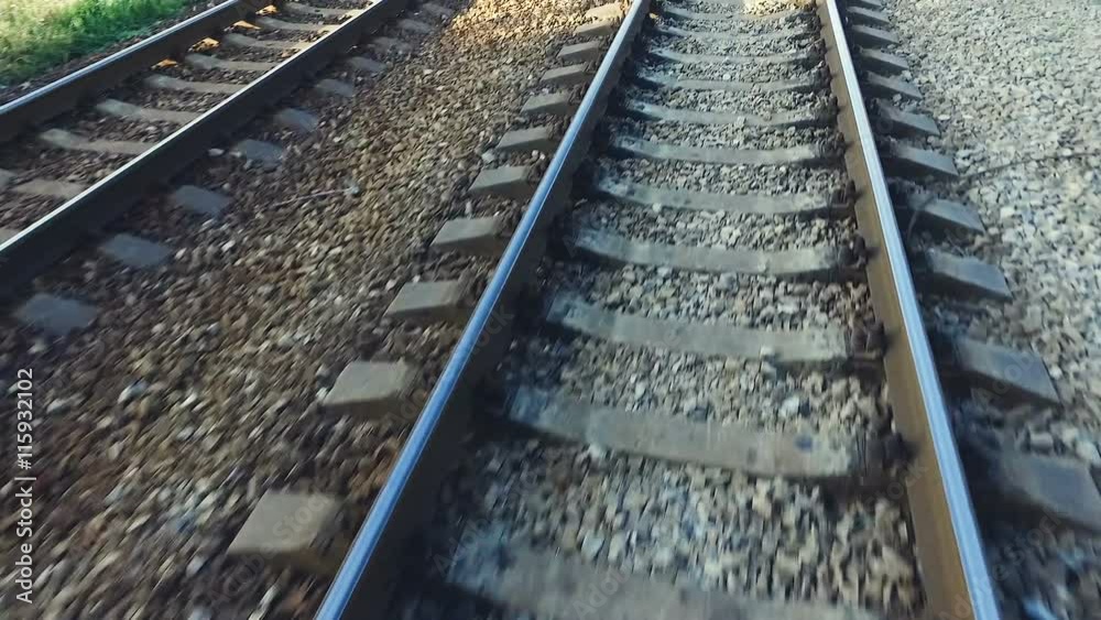 The railroad tracks. View from above. The railroad tracks. View from above.