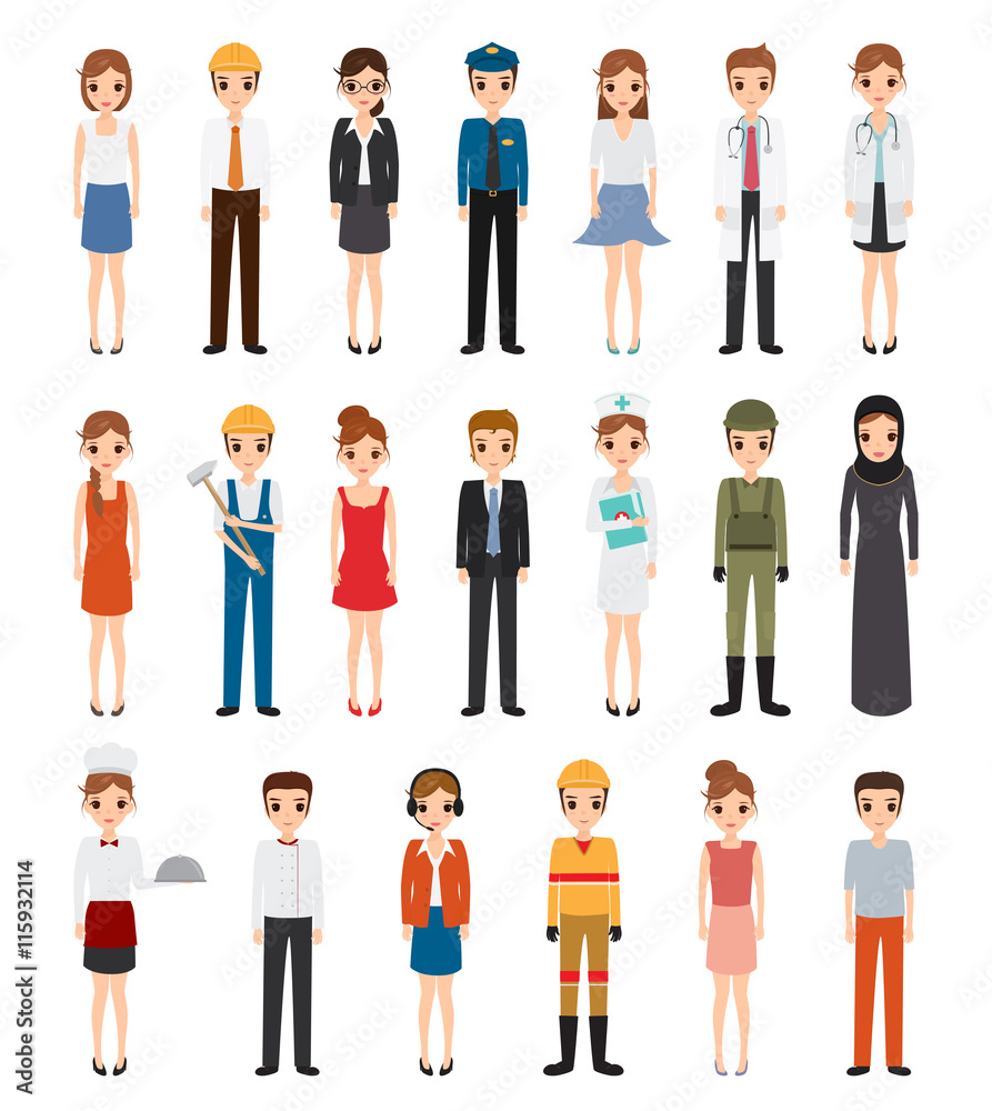 Set of people character with job. Occupation character.